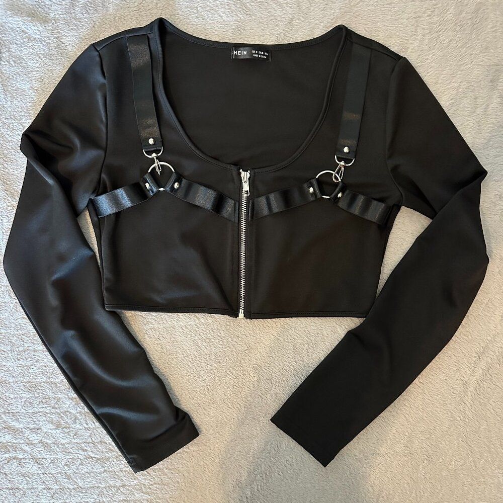 SHEIN Zip-up Crop Top Medium - Picture 1 of 8